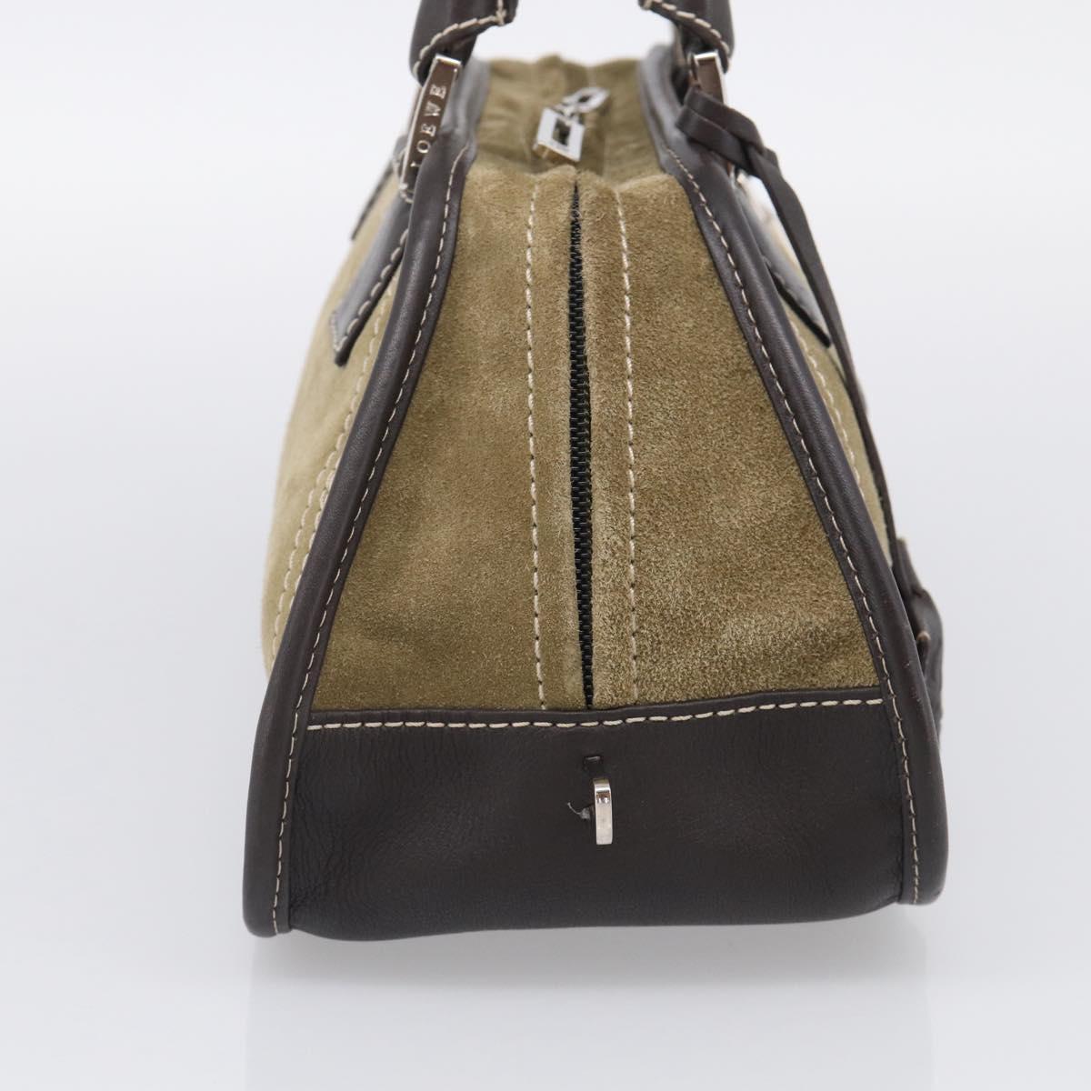 LOEWE Amazonas Hand Bag Suede Beige Silver Auth 215542V