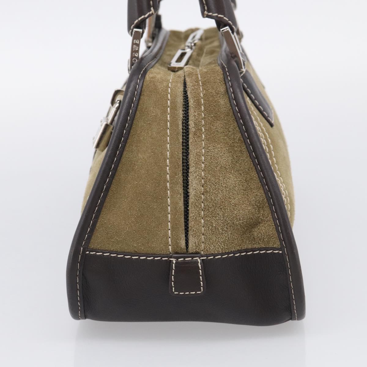 LOEWE Amazonas Hand Bag Suede Beige Silver Auth 215542V