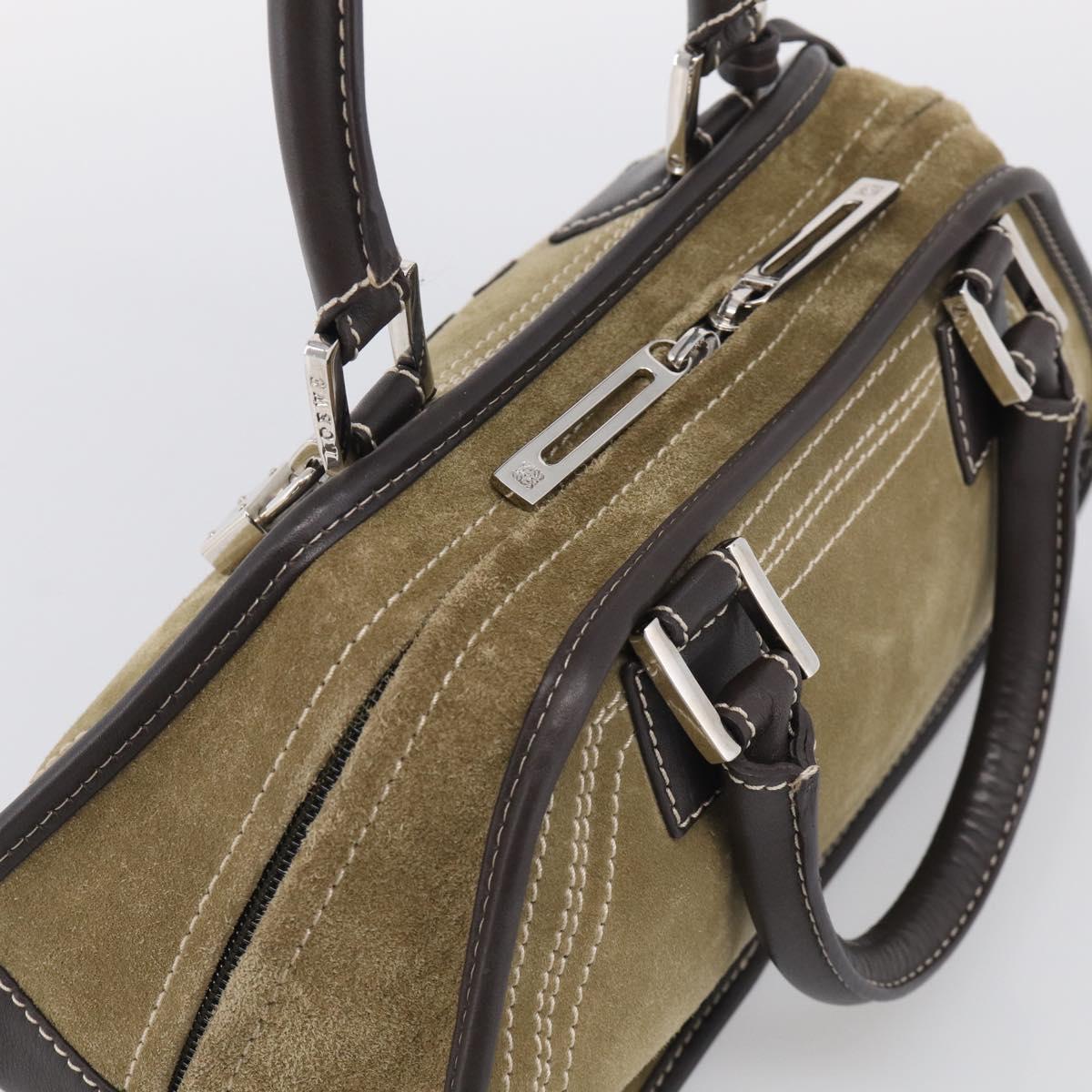 LOEWE Amazonas Hand Bag Suede Beige Silver Auth 215542V