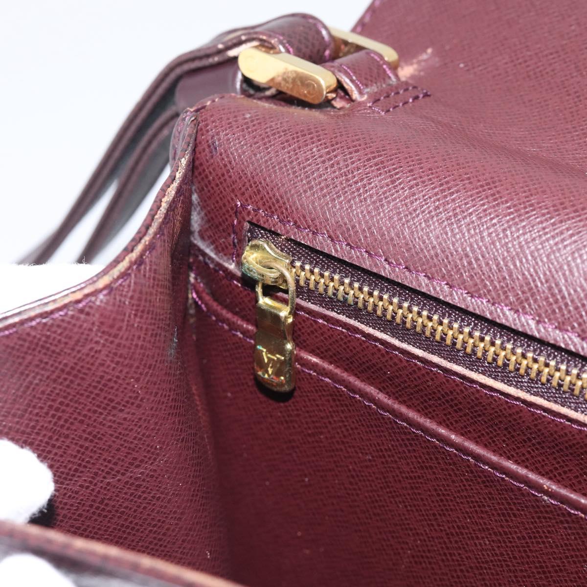 LOUIS VUITTON Taiga Leather Selenga Clutch Bag Acajou M30786 LV Auth 215544A