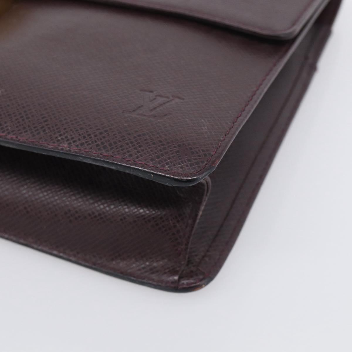 LOUIS VUITTON Taiga Leather Selenga Clutch Bag Acajou M30786 LV Auth 215544A