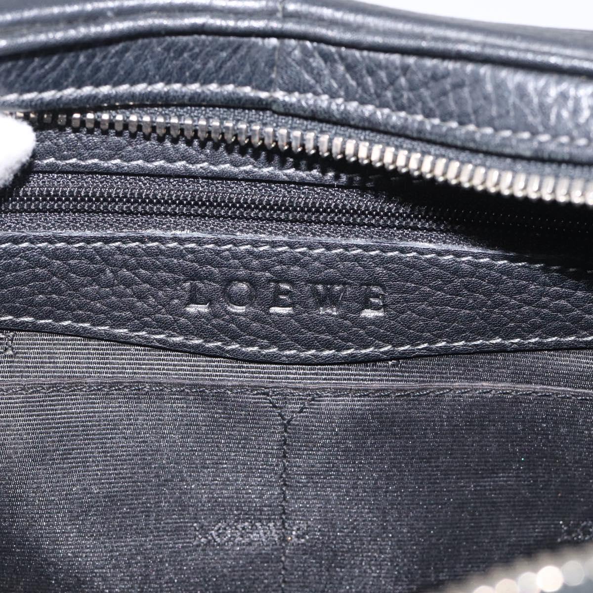 LOEWE Hand Bag Leather Black Silver Auth 215546V