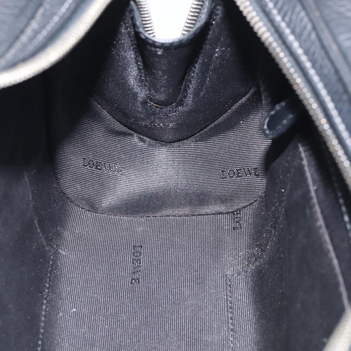 LOEWE Hand Bag Leather Black Silver Auth 215546V