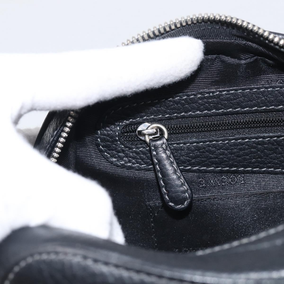 LOEWE Hand Bag Leather Black Silver Auth 215546V