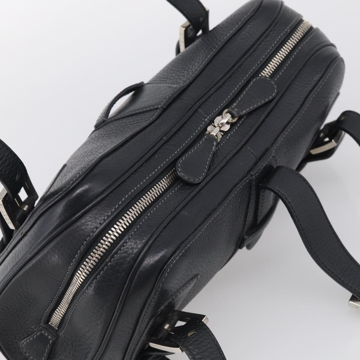 LOEWE Hand Bag Leather Black Silver Auth 215546V