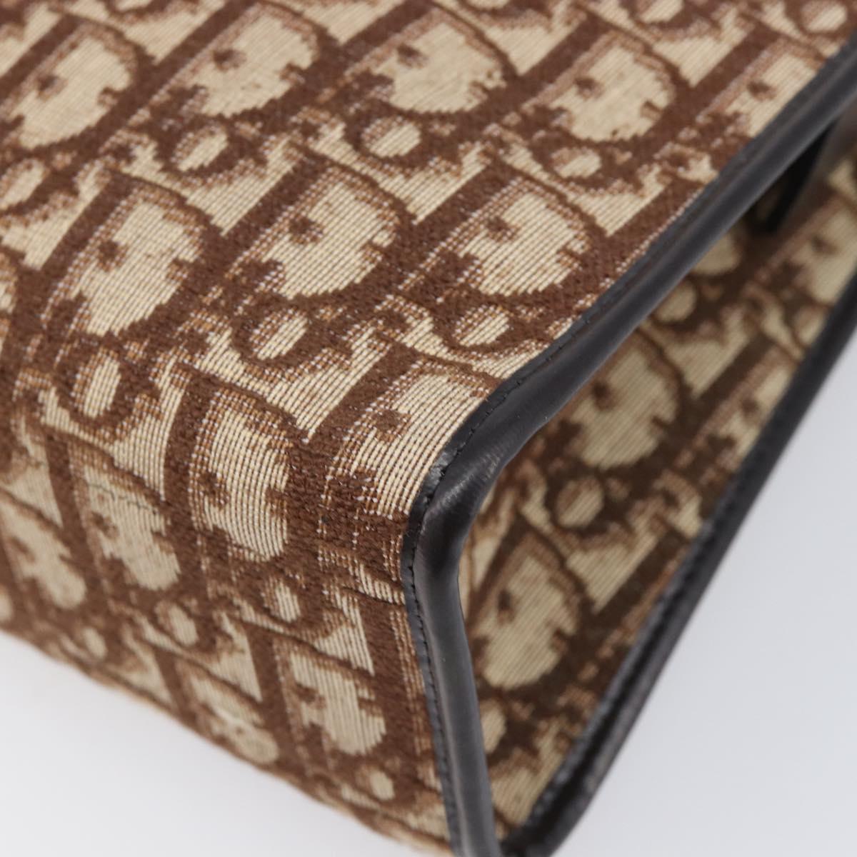 Christian Dior Trotter Canvas Shoulder Bag Beige Gold Auth 215552V