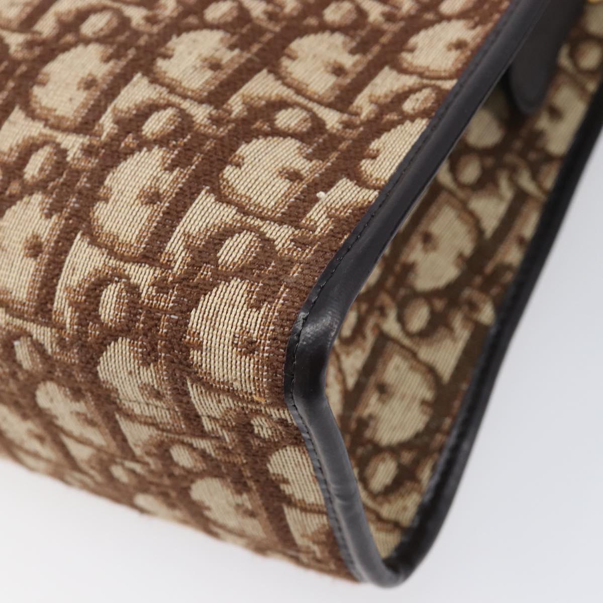 Christian Dior Trotter Canvas Shoulder Bag Beige Gold Auth 215552V