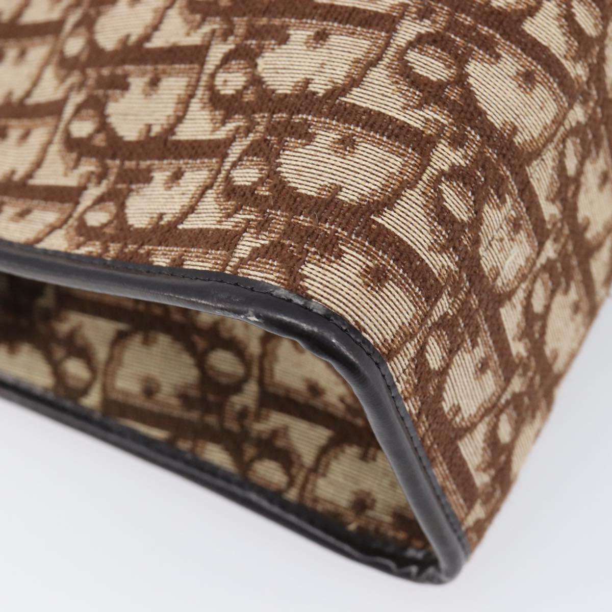Christian Dior Trotter Canvas Shoulder Bag Beige Gold Auth 215552V