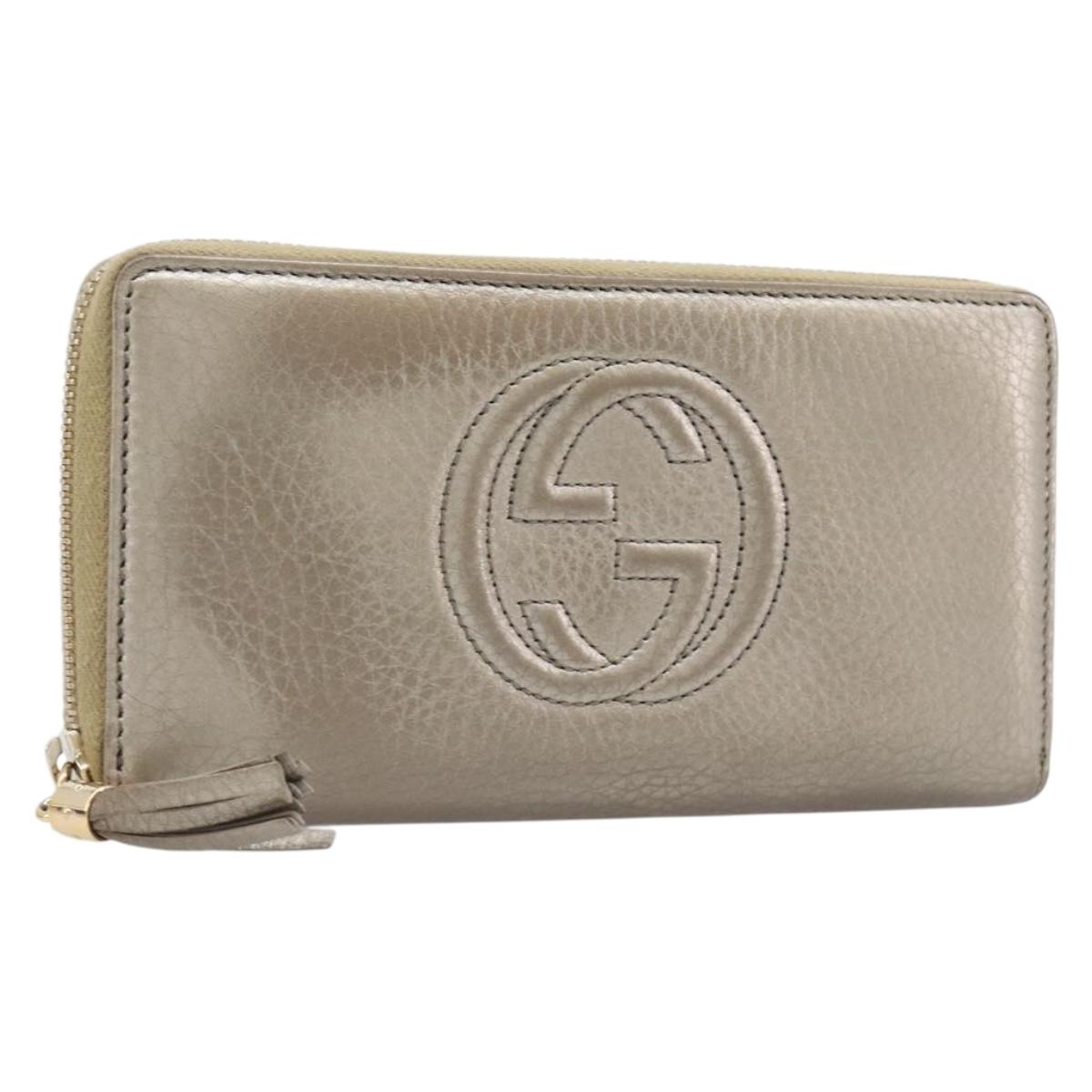GUCCI Soho Long Wallet Leather Gold 308004 Auth 215554V