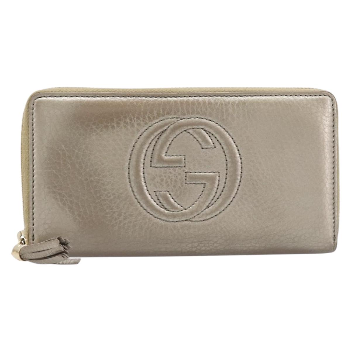 GUCCI Soho Long Wallet Leather Gold 308004 Auth 215554V