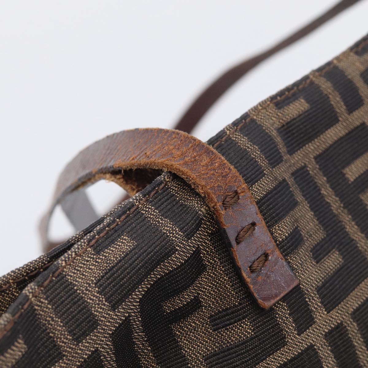 FENDI Zucca Canvas Tote Bag Black Brown Auth 215555
