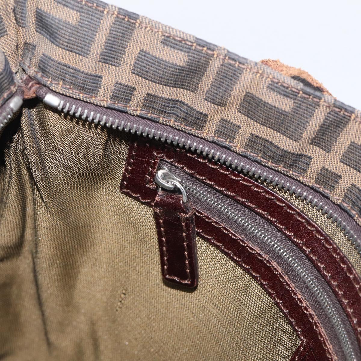 FENDI Zucca Canvas Tote Bag Black Brown Auth 215555