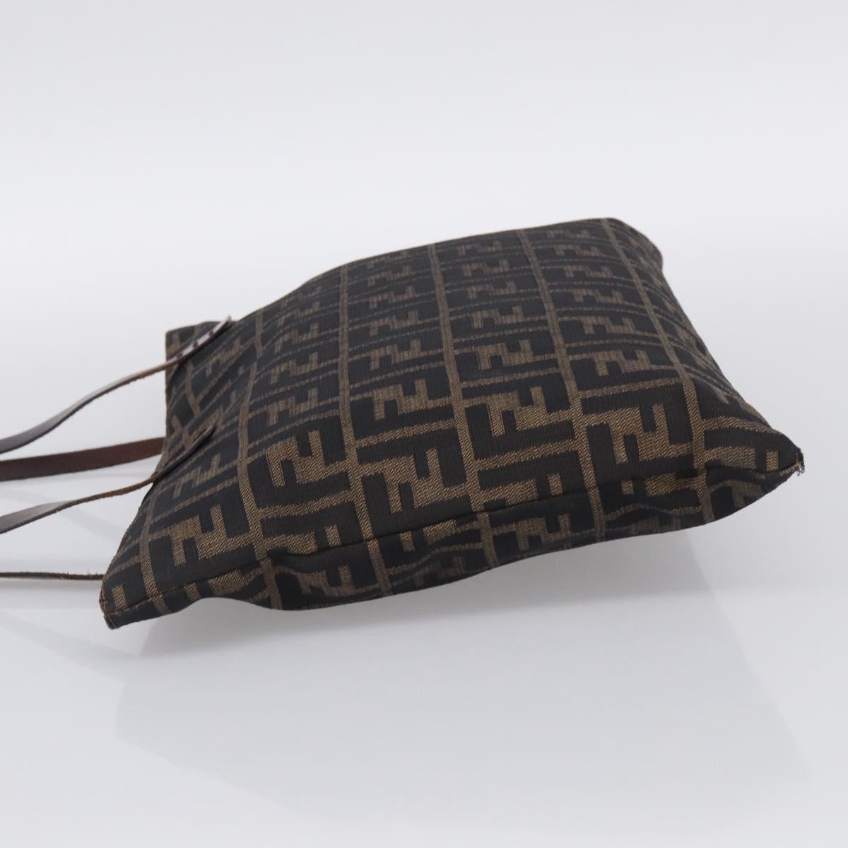 FENDI Zucca Canvas Tote Bag Black Brown Auth 215555