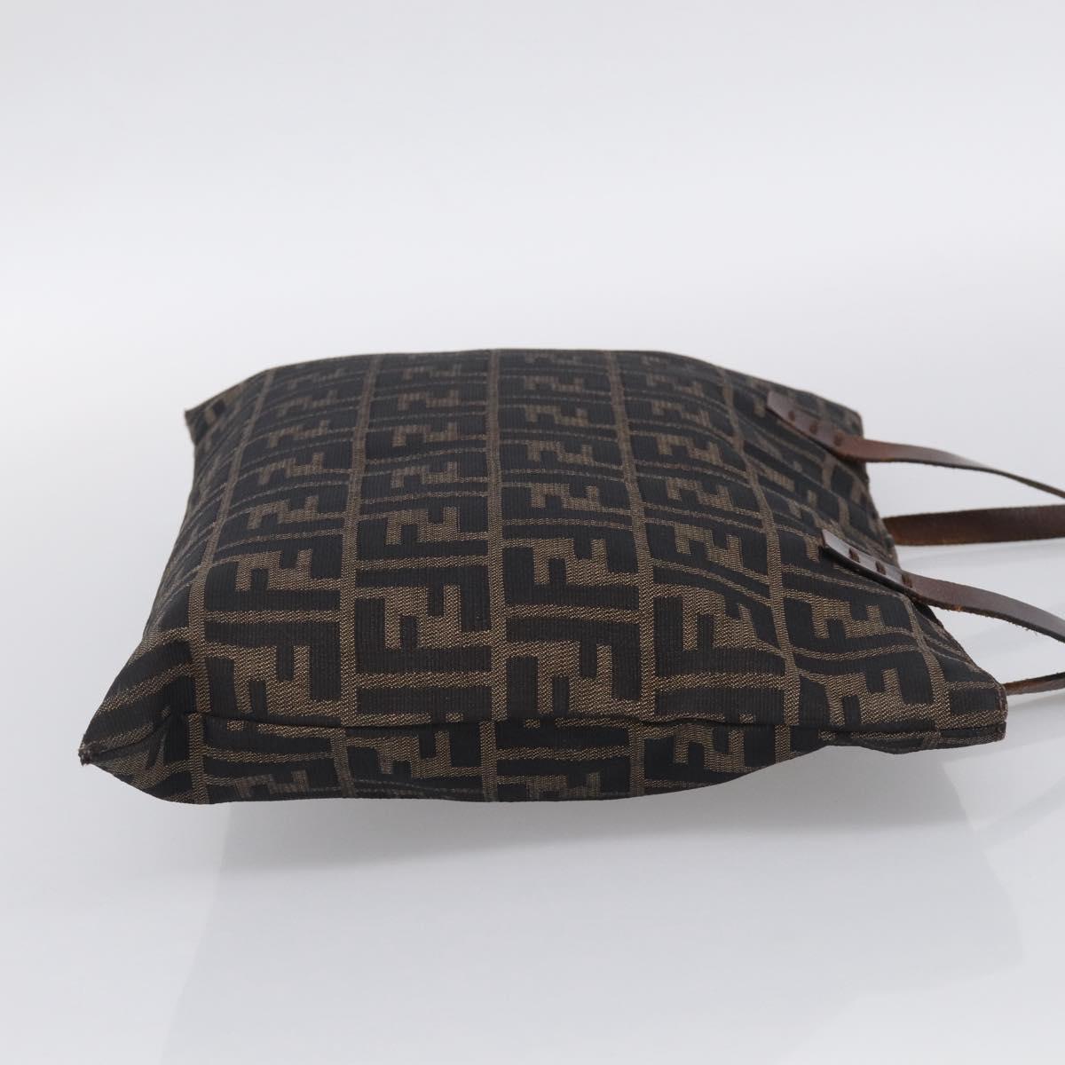 FENDI Zucca Canvas Tote Bag Black Brown Auth 215555