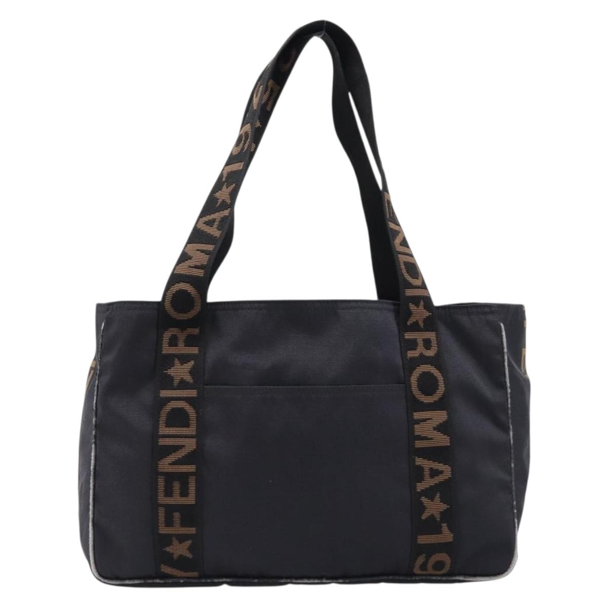 FENDI Tote Bag Canvas Black Auth 215557