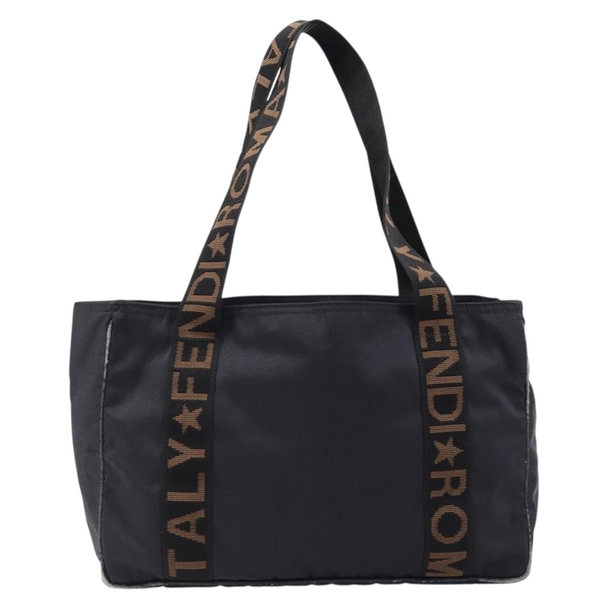 FENDI Tote Bag Canvas Black Auth 215557