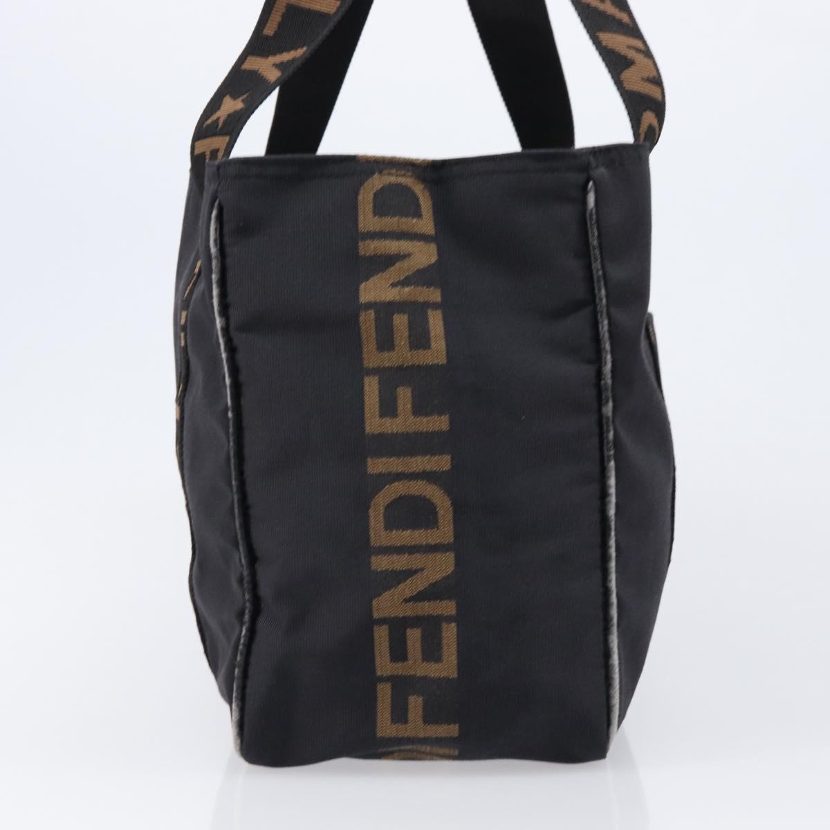 FENDI Tote Bag Canvas Black Auth 215557