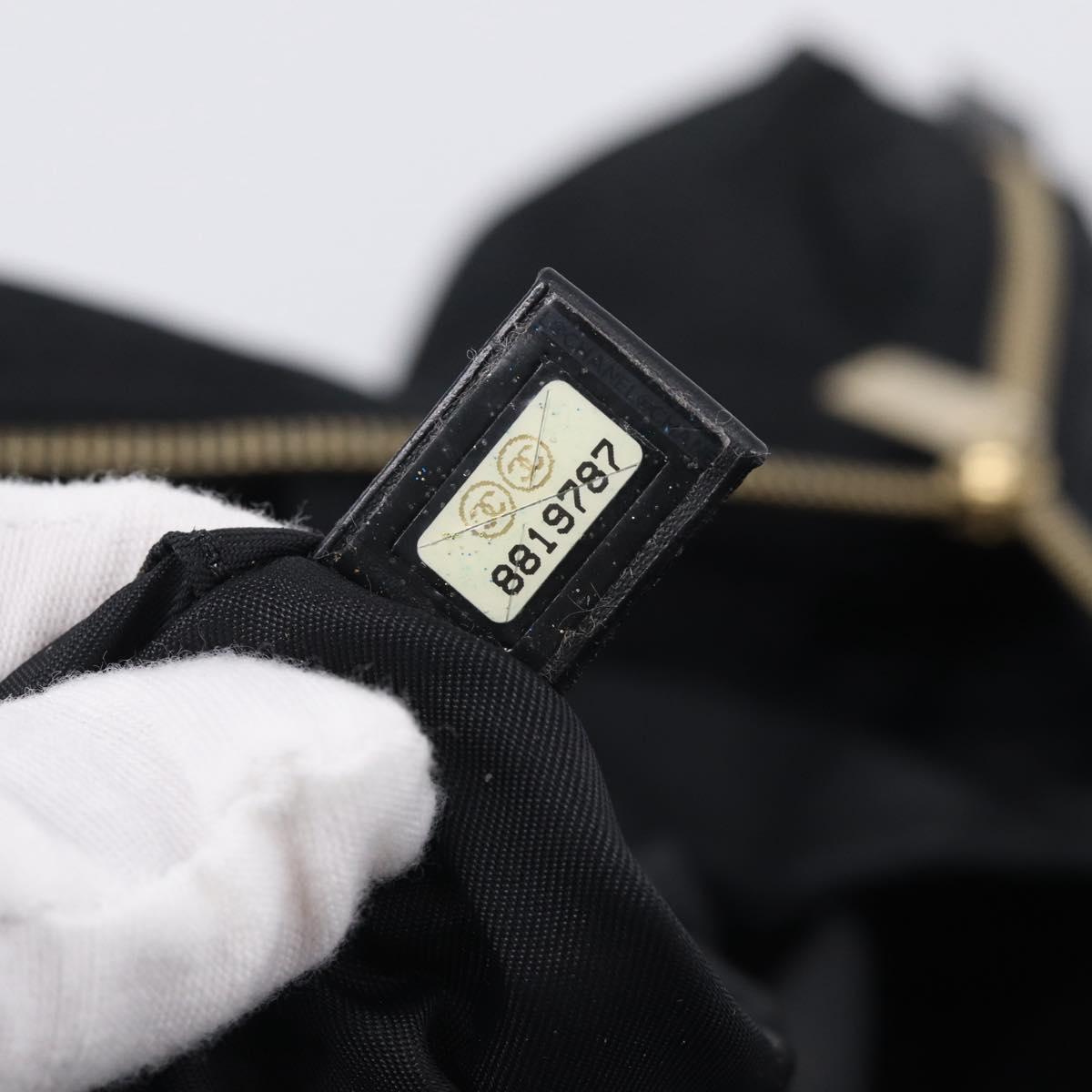 CHANEL New Travel Line Hand Bag Nylon Black Gold CC Auth 215558V