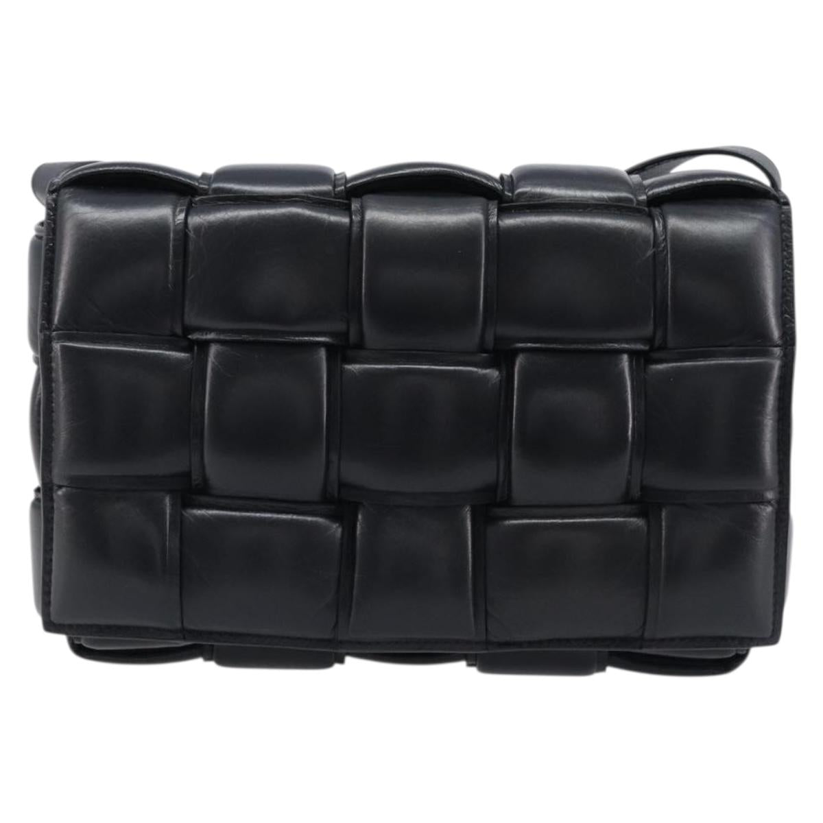 Bottega Veneta MAXI INTRECCIATO Padded Cassette Bag Leather Black Auth 215563V