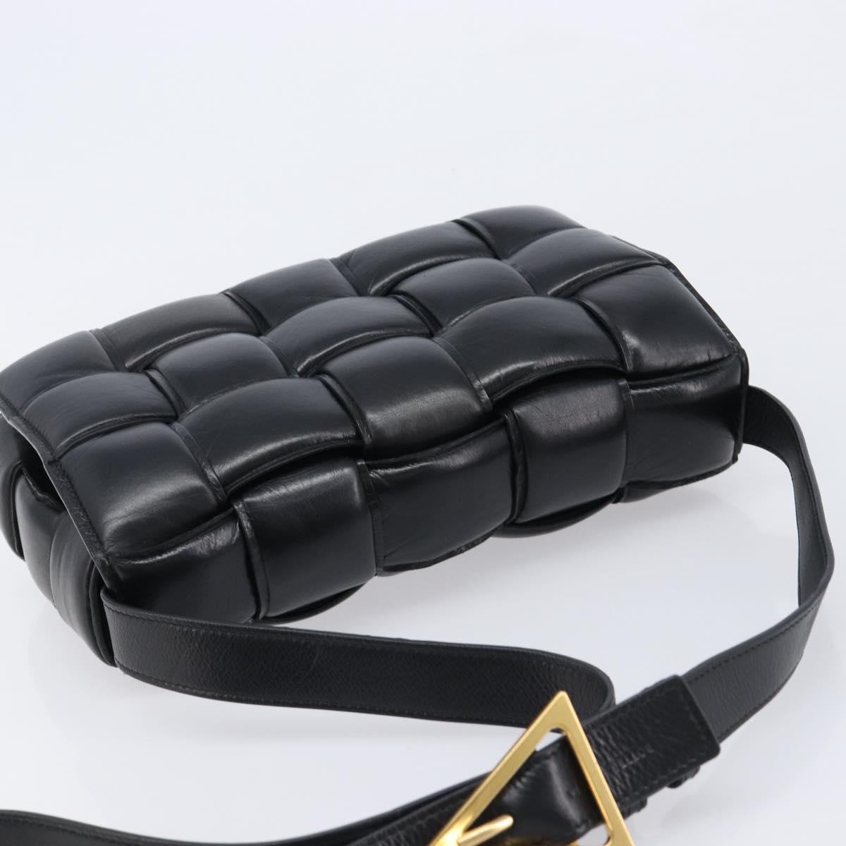 Bottega Veneta MAXI INTRECCIATO Padded Cassette Bag Leather Black Auth 215563V