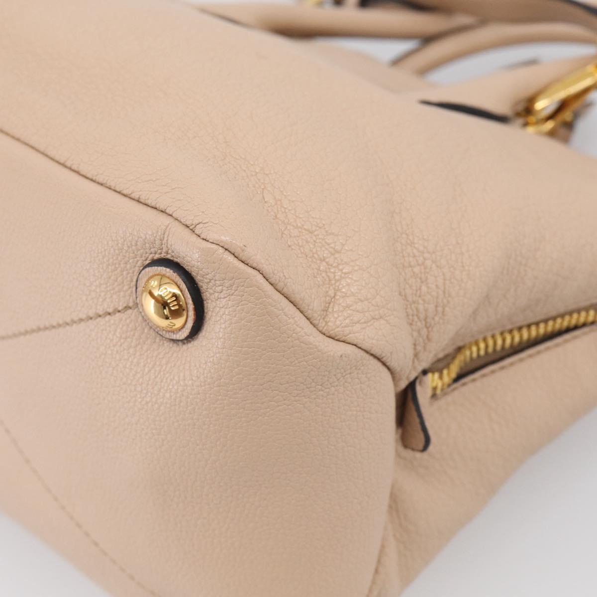 Miu Miu Hand Bag Leather 2way Beige Gold Auth 215564V