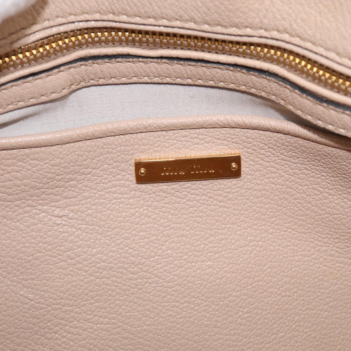 Miu Miu Hand Bag Leather 2way Beige Gold Auth 215564V