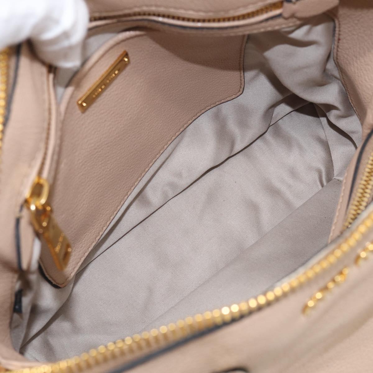 Miu Miu Hand Bag Leather 2way Beige Gold Auth 215564V