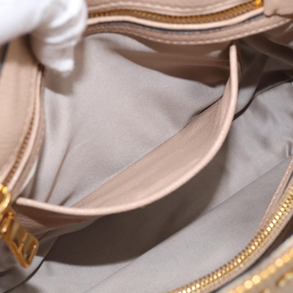 Miu Miu Hand Bag Leather 2way Beige Gold Auth 215564V