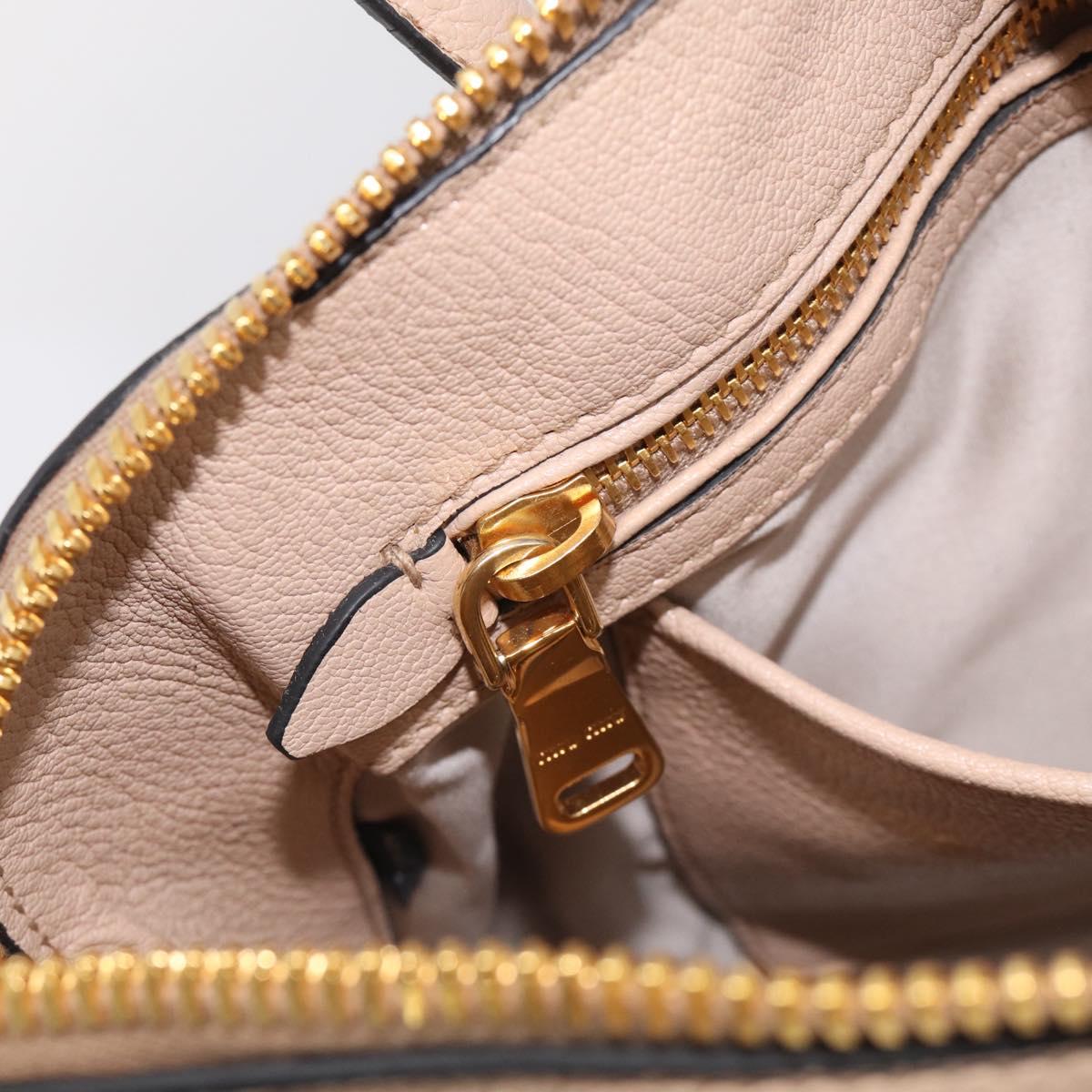Miu Miu Hand Bag Leather 2way Beige Gold Auth 215564V