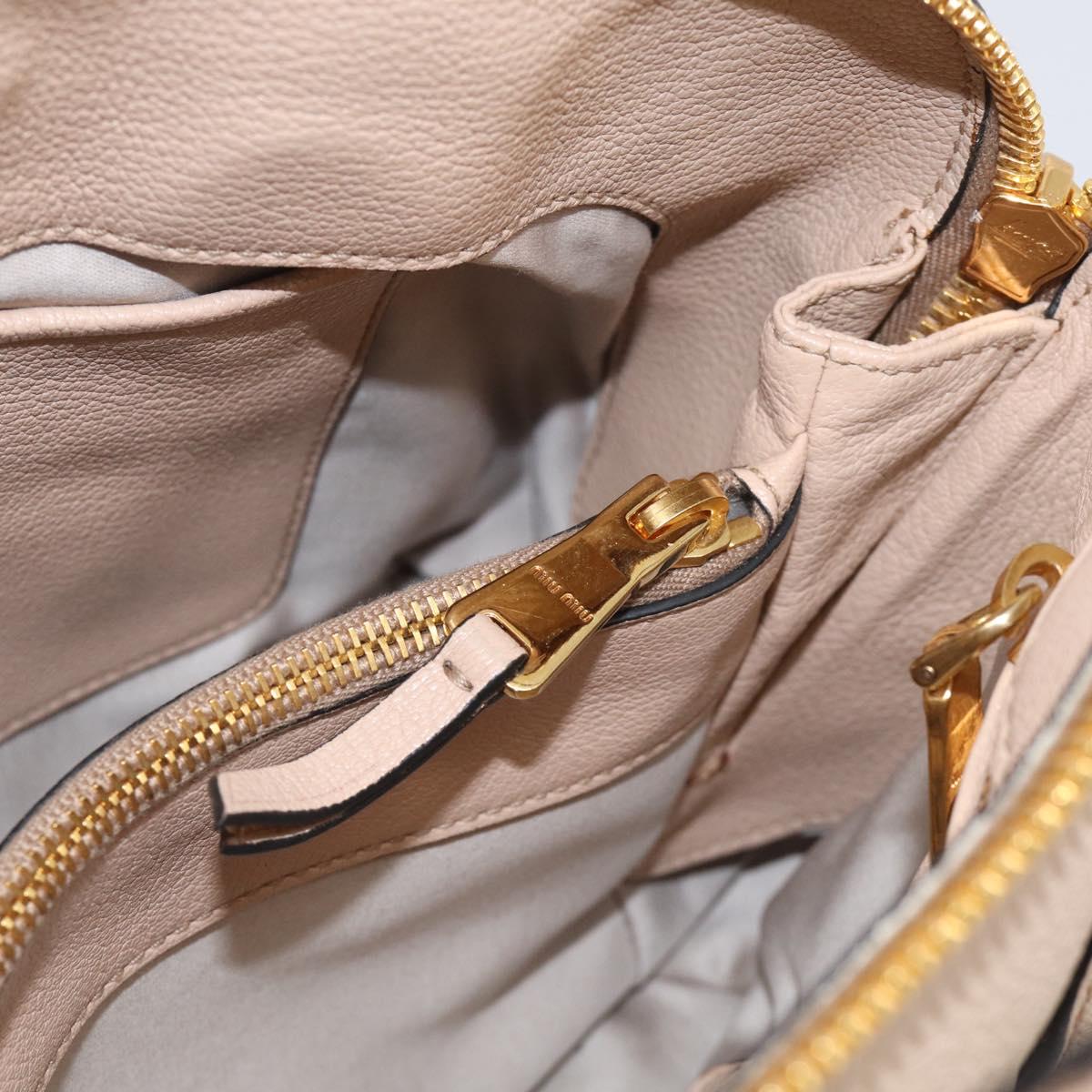 Miu Miu Hand Bag Leather 2way Beige Gold Auth 215564V
