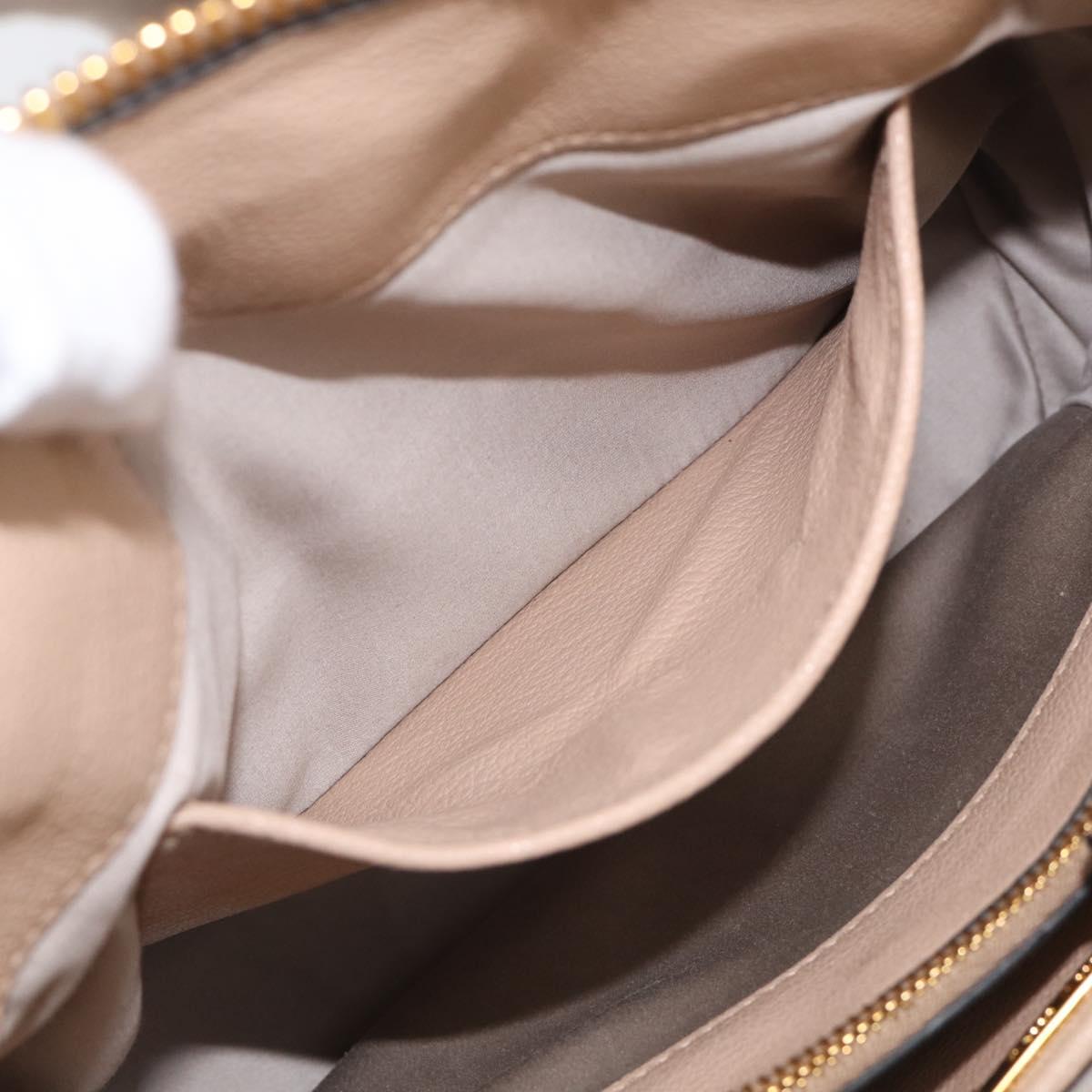 Miu Miu Hand Bag Leather 2way Beige Gold Auth 215564V