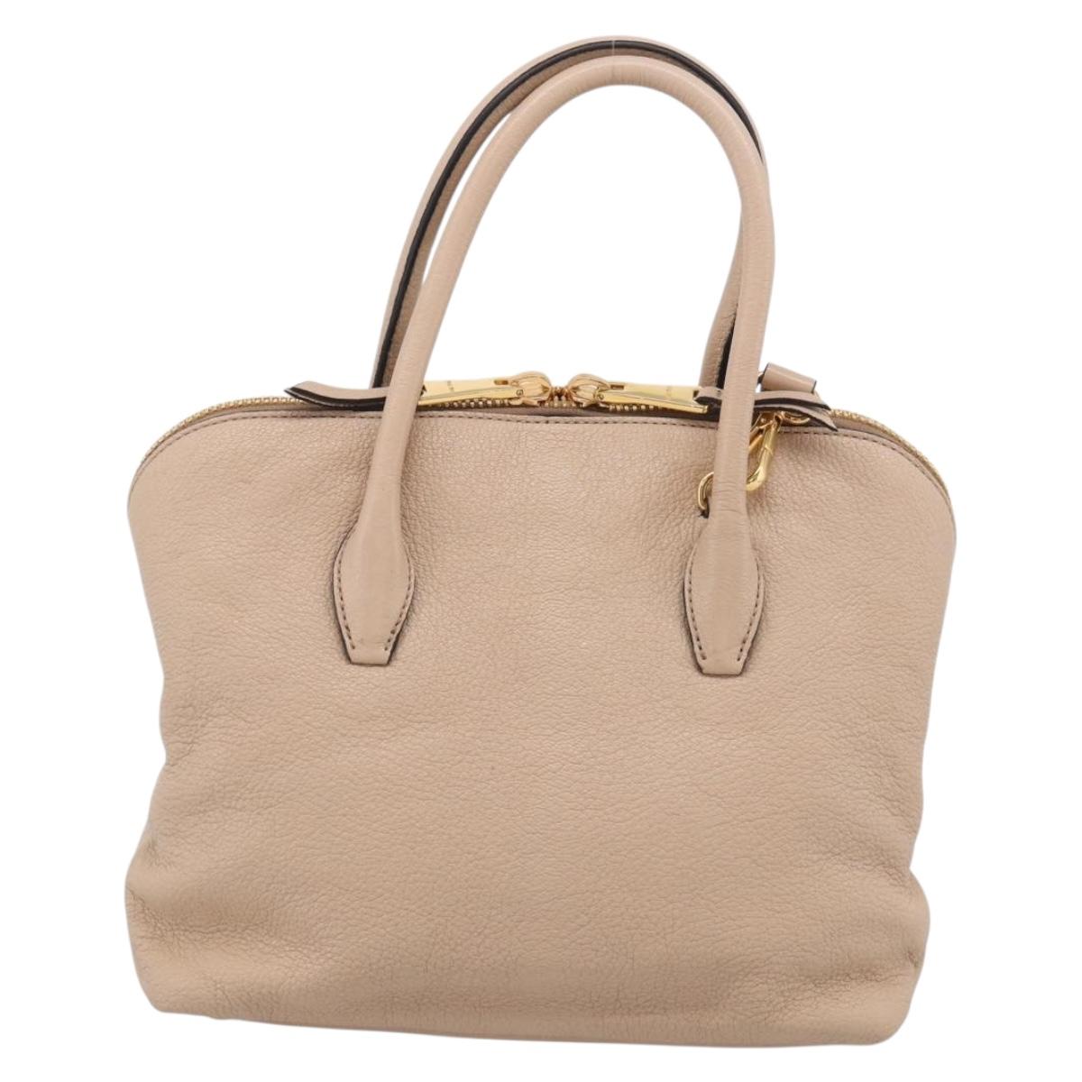 Miu Miu Hand Bag Leather 2way Beige Gold Auth 215564V