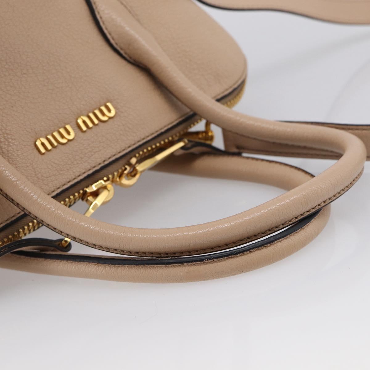 Miu Miu Hand Bag Leather 2way Beige Gold Auth 215564V