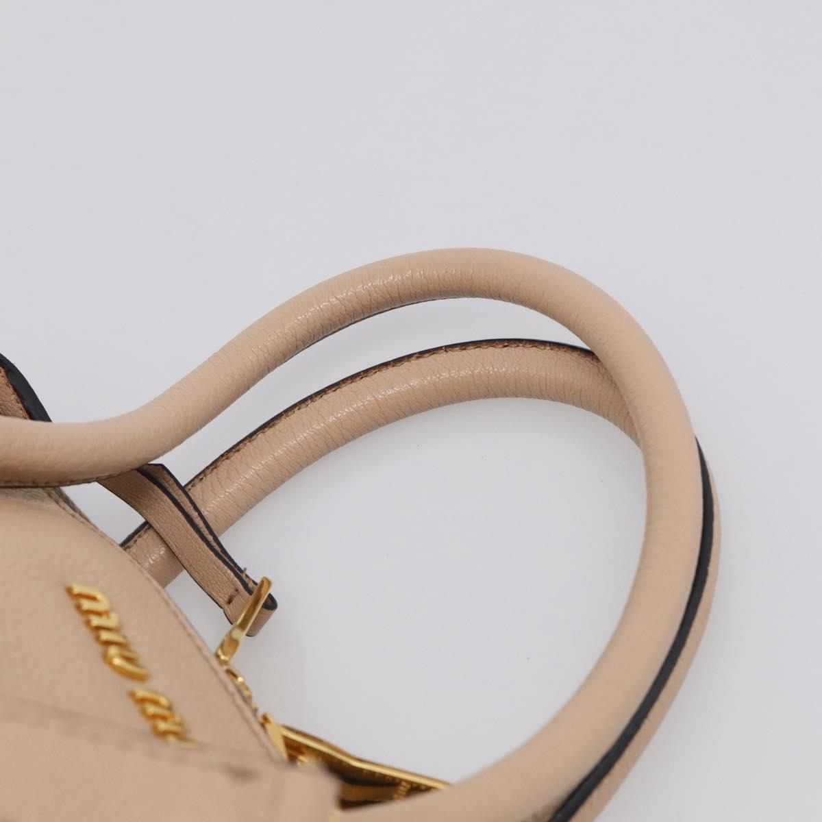 Miu Miu Hand Bag Leather 2way Beige Gold Auth 215564V