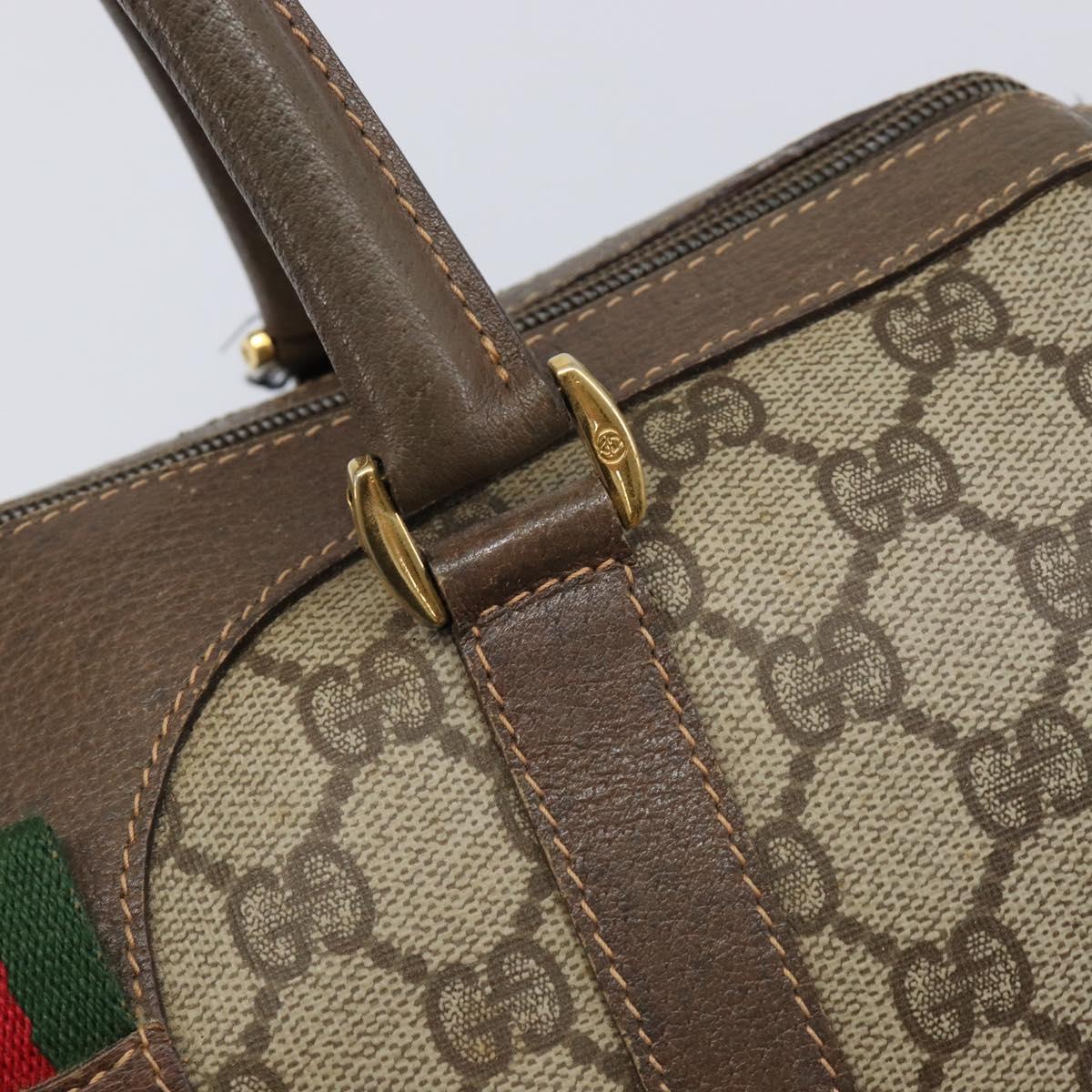GUCCI GG Supreme Web Sherry Line Hand Bag PVC Beige Gold 40 02 007 Auth 215571