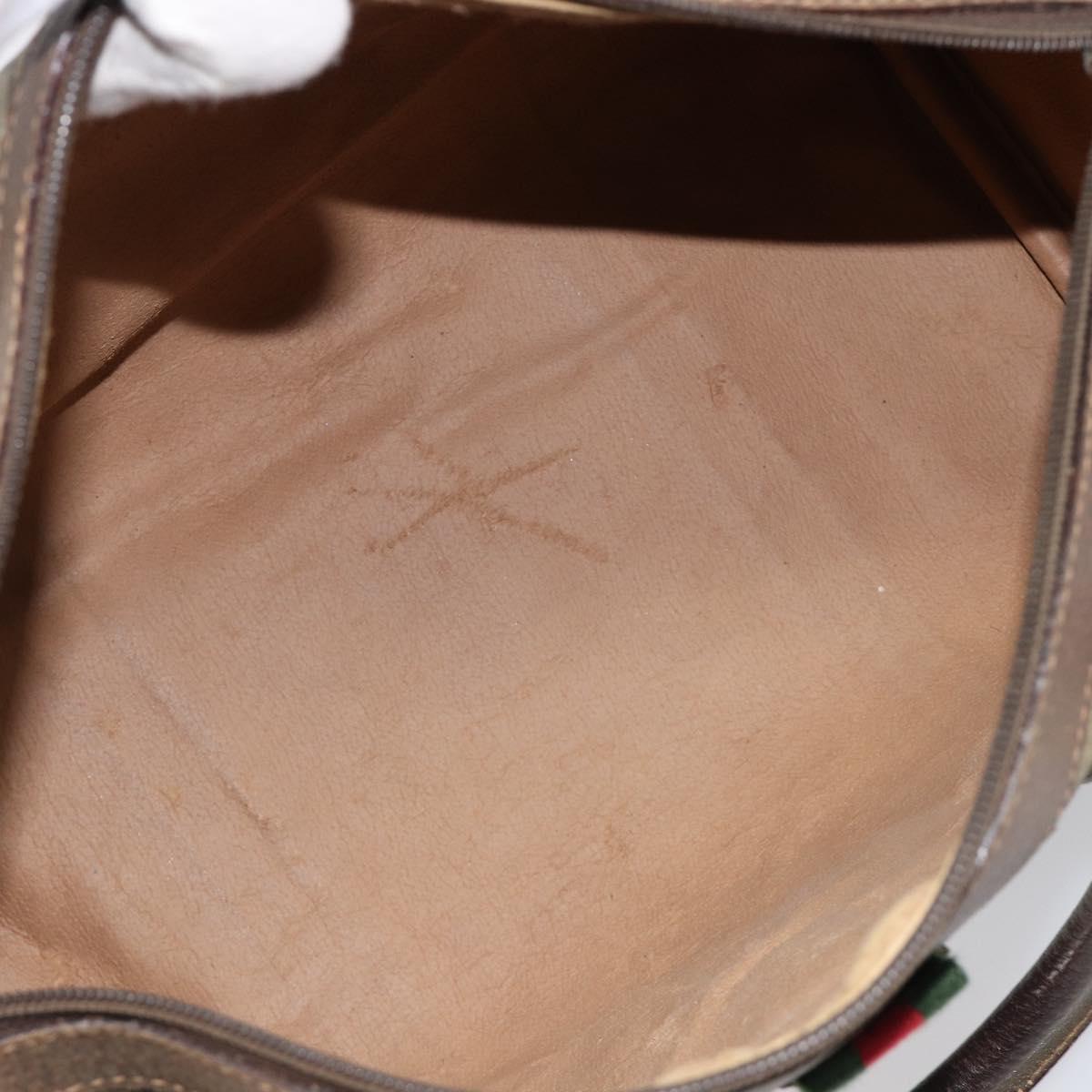 GUCCI GG Supreme Web Sherry Line Hand Bag PVC Beige Gold 40 02 007 Auth 215571