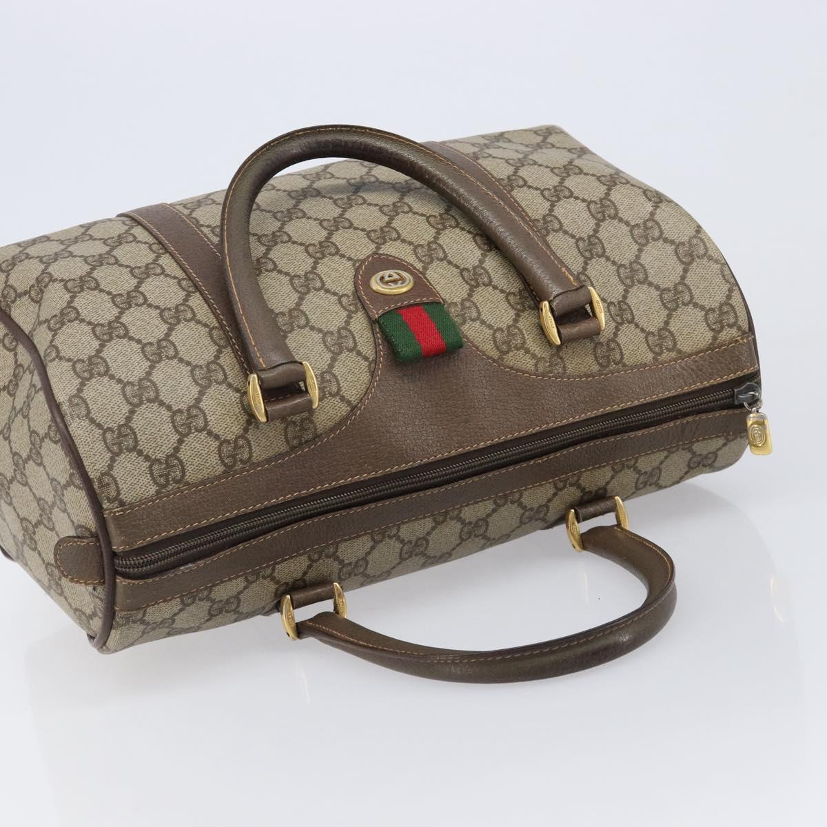 GUCCI GG Supreme Web Sherry Line Hand Bag PVC Beige Gold 40 02 007 Auth 215571