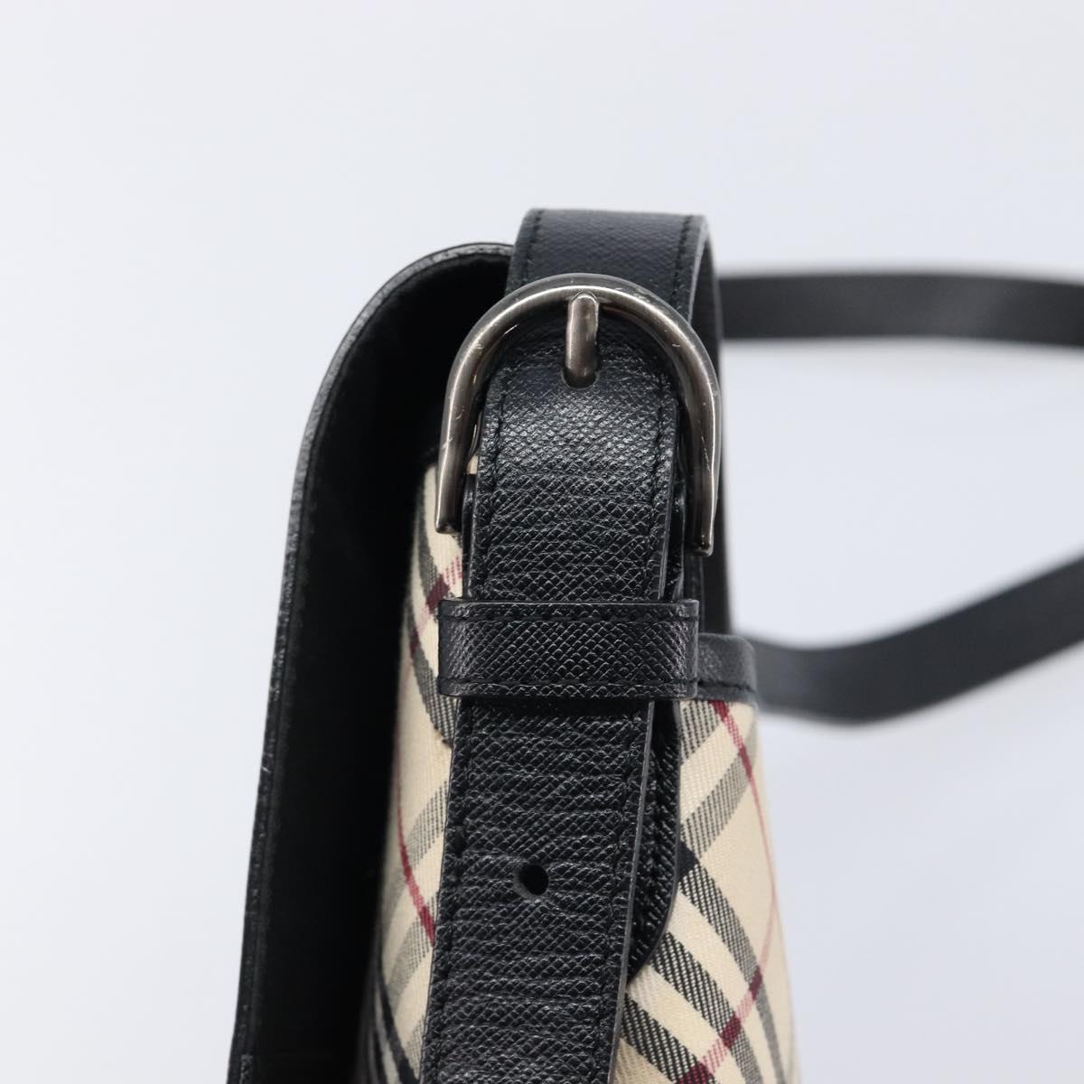 BURBERRY Nova Check Shoulder Bag Canvas Beige Silver Auth 215574V