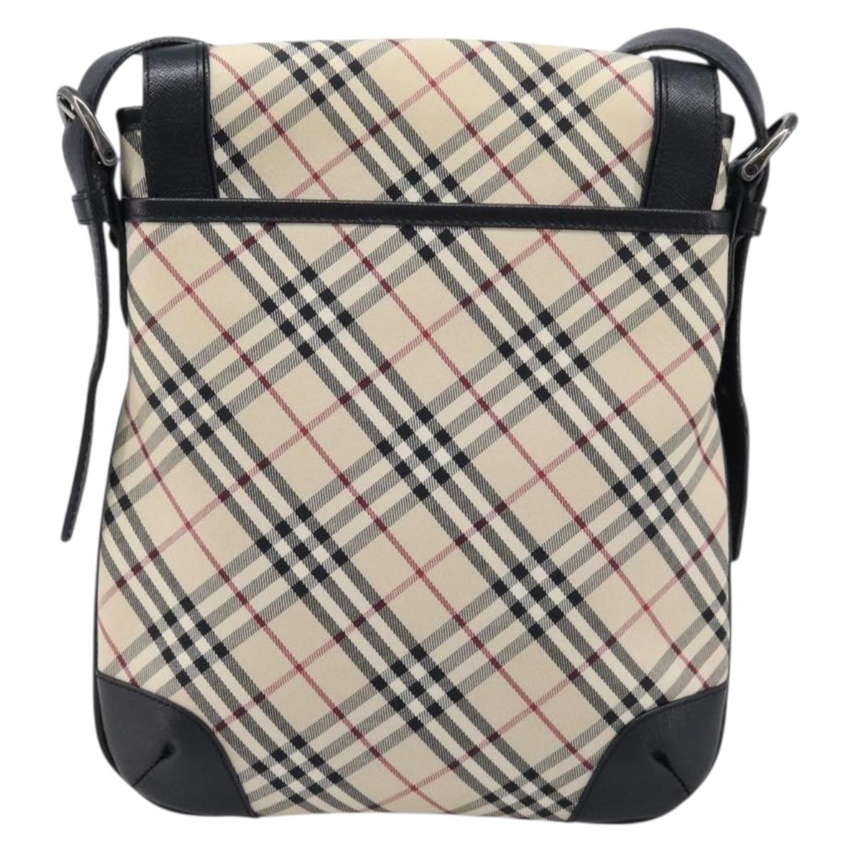 BURBERRY Nova Check Shoulder Bag Canvas Beige Silver Auth 215574V