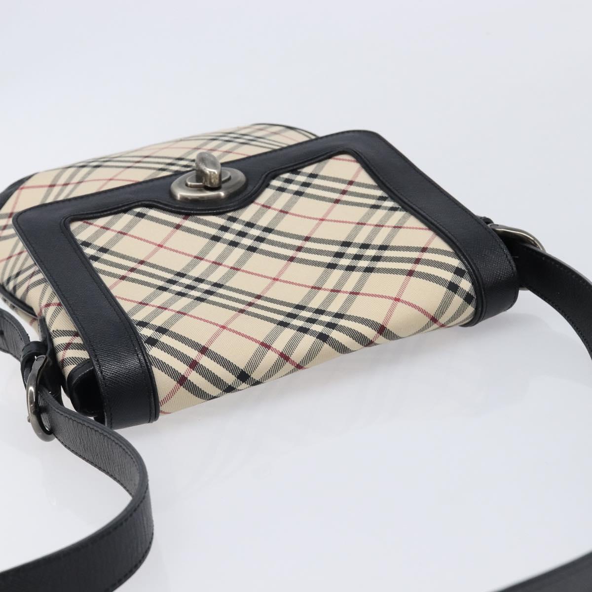 BURBERRY Nova Check Shoulder Bag Canvas Beige Silver Auth 215574V