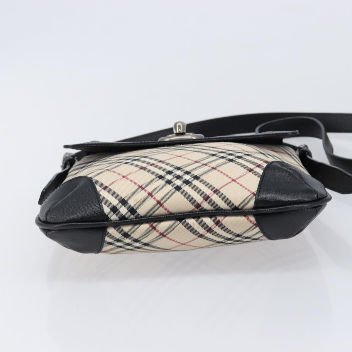 BURBERRY Nova Check Shoulder Bag Canvas Beige Silver Auth 215574V