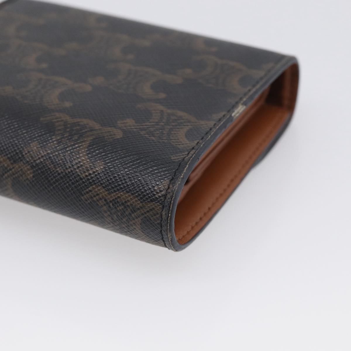CELINE Triomphe Compact Wallet PVC Black Gold Auth 215575V