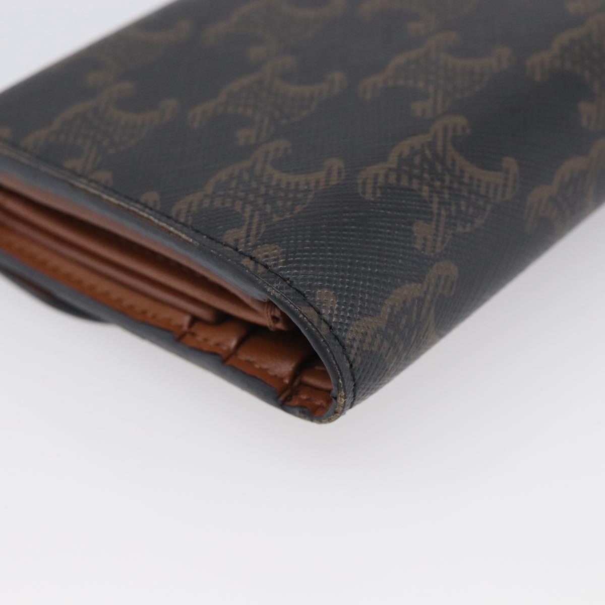 CELINE Triomphe Compact Wallet PVC Black Gold Auth 215575V