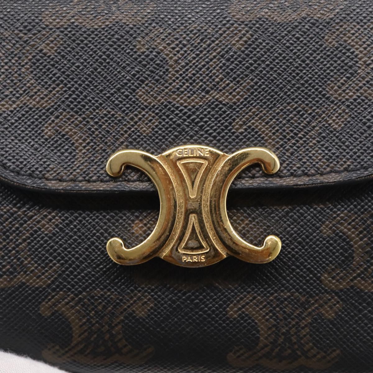 CELINE Triomphe Compact Wallet PVC Black Gold Auth 215575V