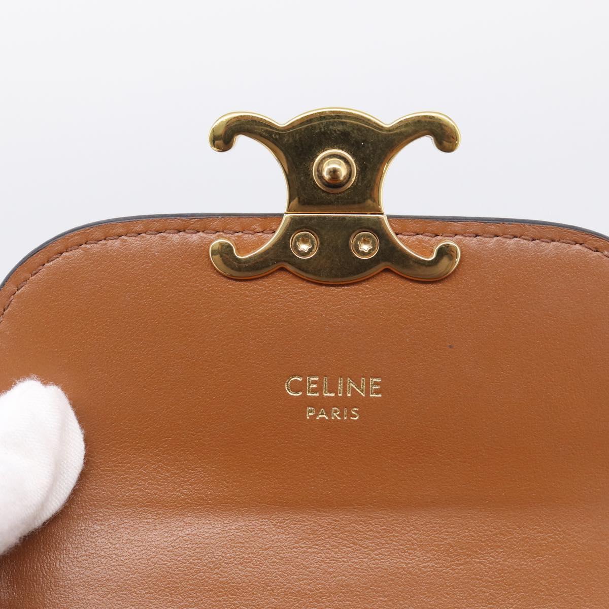 CELINE Triomphe Compact Wallet PVC Black Gold Auth 215575V