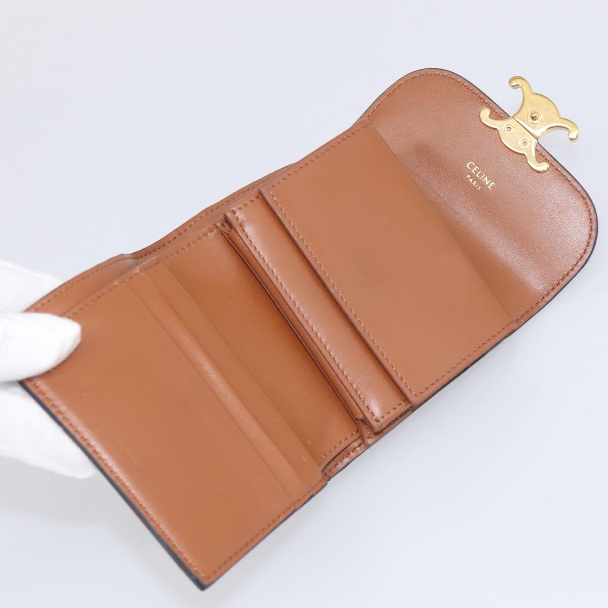CELINE Triomphe Compact Wallet PVC Black Gold Auth 215575V