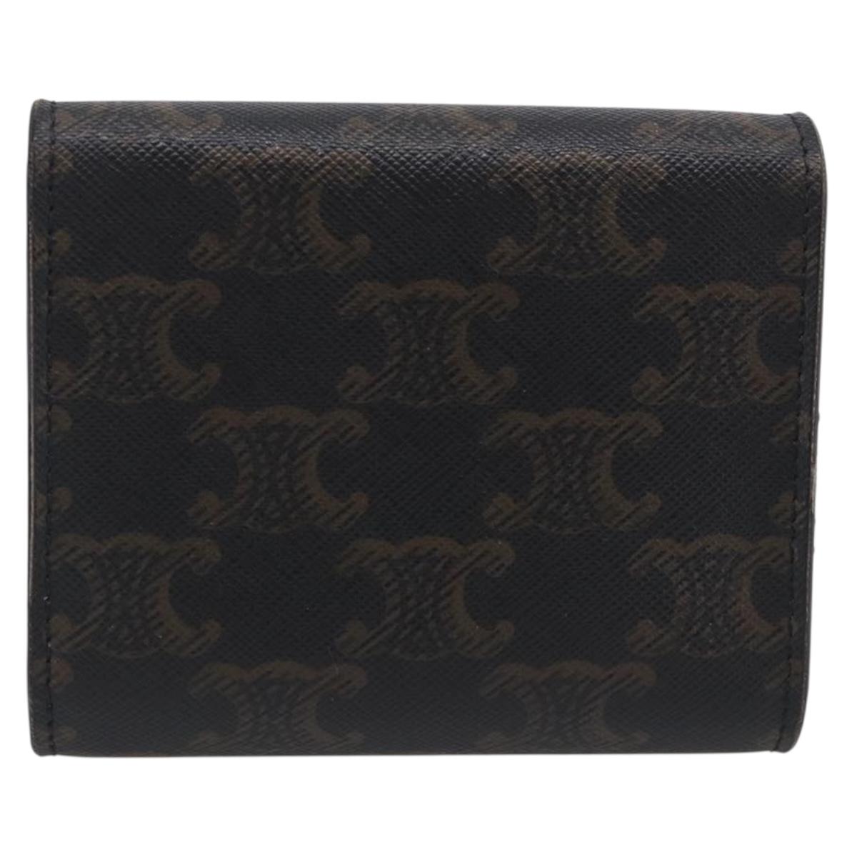 CELINE Triomphe Compact Wallet PVC Black Gold Auth 215575V