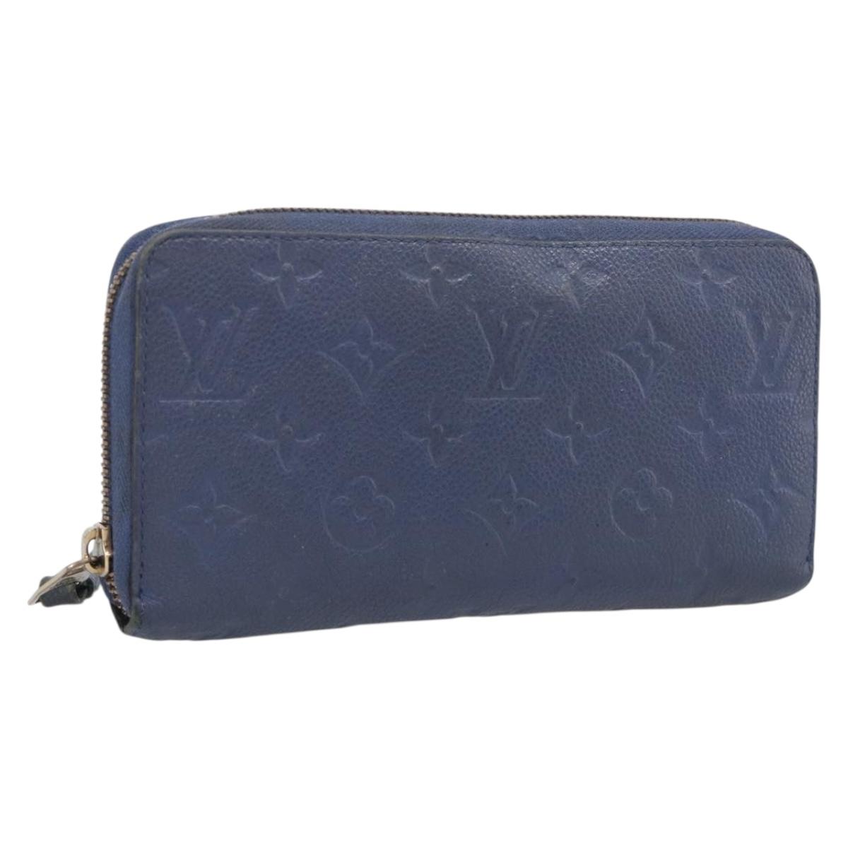 LOUIS VUITTON Monogram Empreinte Zippy Wallet Blue M11969 LV Auth 215584