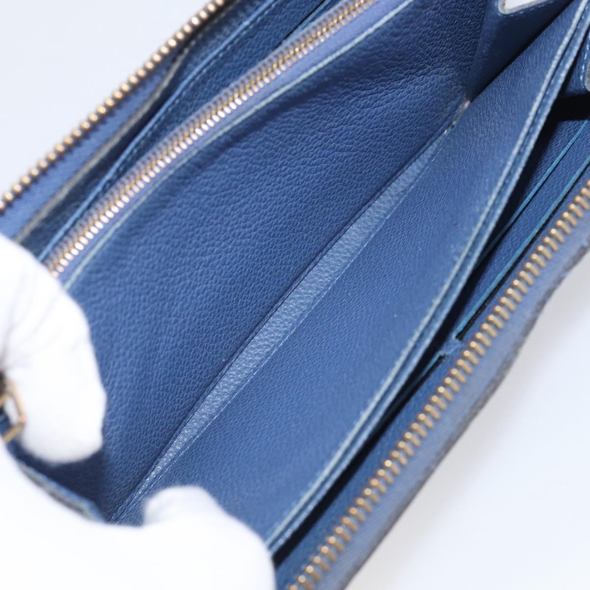 LOUIS VUITTON Monogram Empreinte Zippy Wallet Blue M11969 LV Auth 215584