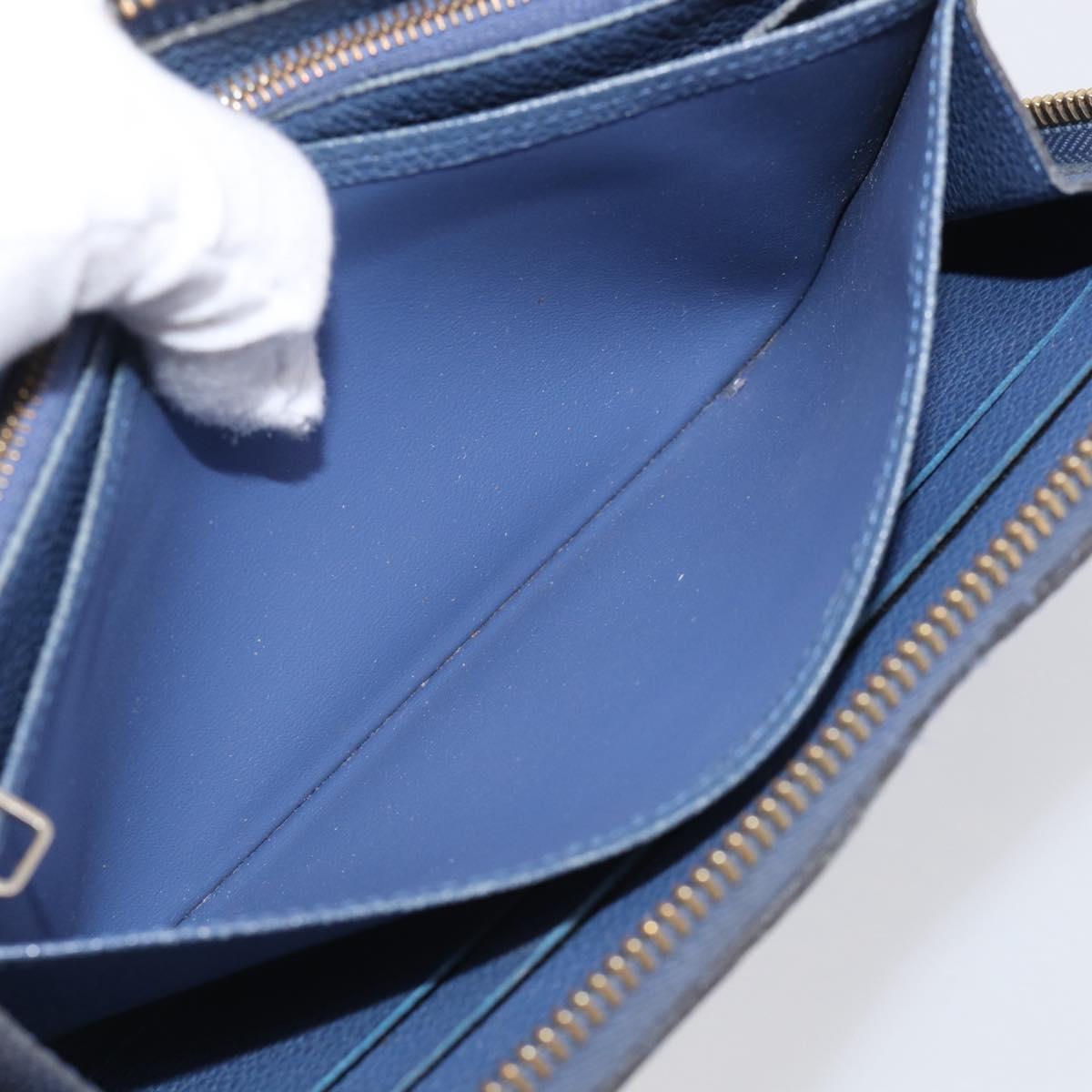 LOUIS VUITTON Monogram Empreinte Zippy Wallet Blue M11969 LV Auth 215584